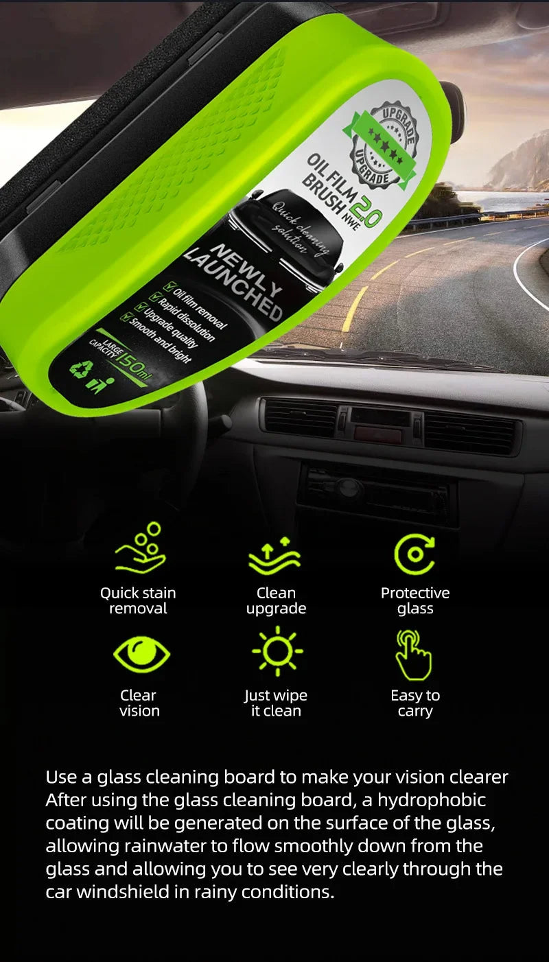 Car Windshield, Mirror & Glass Cleaning Brush with 150 ml in filled solution for Glasses