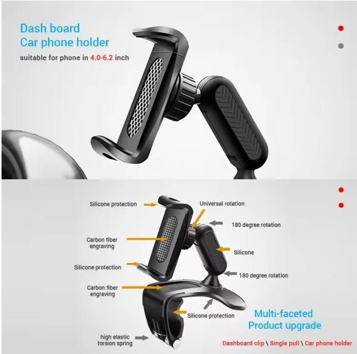Advance Phone Holder for Car 360 Degree Rotation Dashboard Car Clip Mount Stand Suitable for 4.7 to 6.5 inch Smartphones